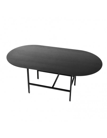 Beistelltisch seitlich in Eiche schwarz, Länge 85 cm, Breite 45 cm, Höhe 33 cm.