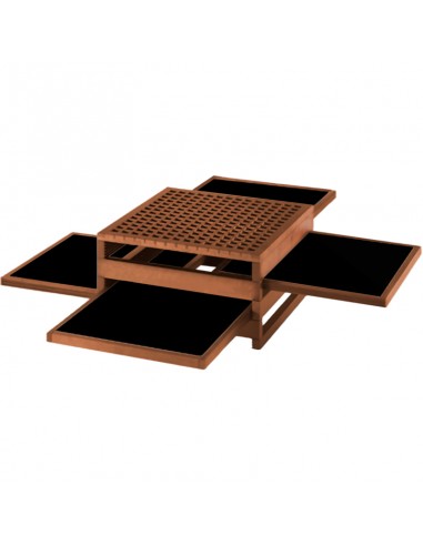 Beistelltisch Tetra - Iroko, Tablett mit Holzumrandung, Oberseite Laminat L26.