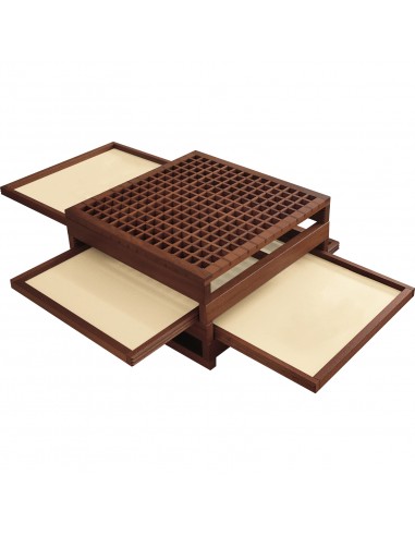 Beistelltisch Tetra - Buche, Tablett mit Holzumrandung, Oberseite Laminat L01.