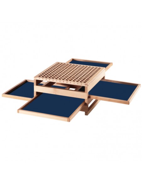 Beistelltisch Tetra - Buche, Tablett mit Holzumrandung, Oberseite Laminat L51.