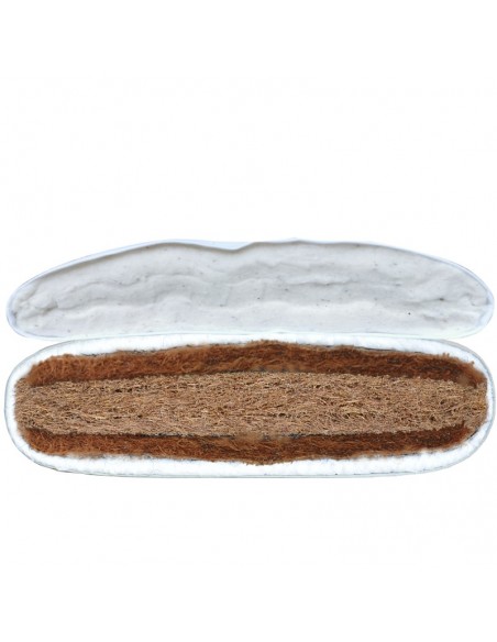 Sato Futo Vegan Polstermatte ecru mit Schlafmatte fest, Inhalt Kokoskern, Kokosfasern und Baumwolle