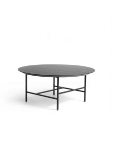 Beistelltisch in Eiche schwarz, Durchmesser 80 cm, Höhe 33 cm.