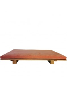 Schlafsofa Sofa Hana lounge Sato design, Massivholz Eiche, Sato Futon, Überzug orange, Fronansicht 2