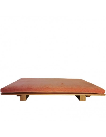 Schlafsofa Sofa Hana lounge, Massivholz Eiche, Überzug orange, Liegefläche