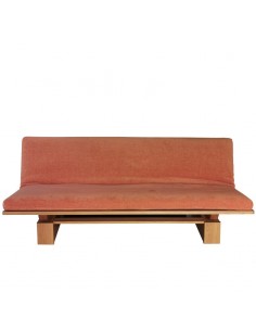Schlafsofa Sofa Hana lounge Sato design, Massivholz Eiche, Sato Futon, Überzug orange, Fronansicht