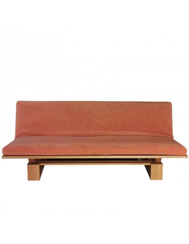Schlafsofa Sofa Hana lounge Sato design, Massivholz Eiche, Sato Futon, Überzug orange, Fronansicht