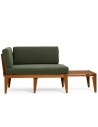 Eclettica armchair and sofa bed, oiled solid oak frame, cover colour dark green linen cotton