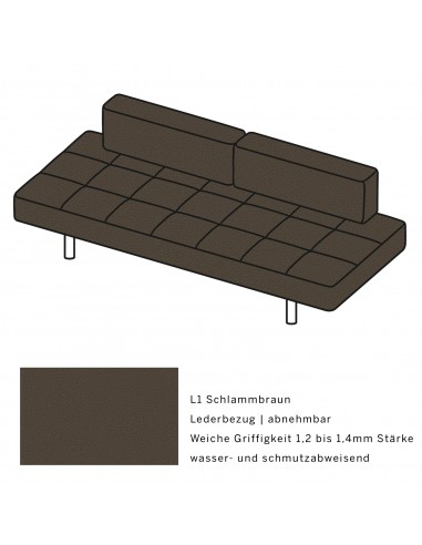 Jerry Brühl Sofa, mit abziehbarem Bezug, mit verstellbarer Seitenlehne, Brühl Leder schlammbraun, Fussform Chrom glänzend