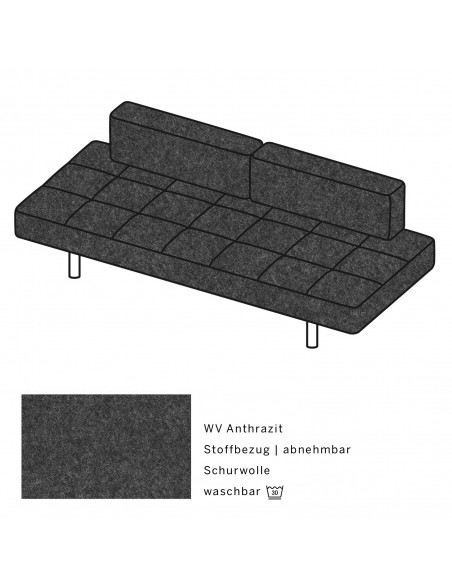 Jerry Brühl Sofa, mit abziehbarem Bezug, mit verstellbarer Seitenlehne, Brühl Stoff, Fussform Chrom glänzend