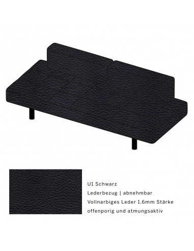 Jerry Brühl Sofa, mit abziehbarem Bezug, mit verstellbarer Seitenlehne, Brühl Leder schwarz, Fussform schwarz pulver beschichtet