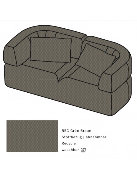 All Together Brühl sofa, fabric cover REC green brown All Together Brühl sofa, fabric cover REC green brown