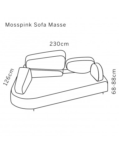 Mosspink Brühl Sofa Skizze mit Massangaben Mosspink Brühl Sofa Skizze mit Massangaben