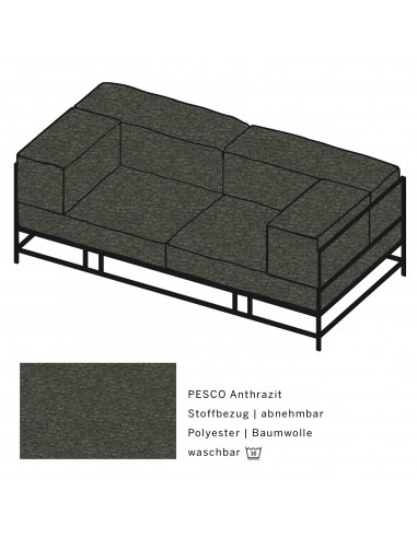 Brühl Sofa Easy Pieces Fussform Metallgestell schwarz pulverbeschichtet, abnehmbarer Stoff