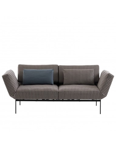 Brühlsofa roro soft mit Seitenkissen, multifunktional, Untergestell Metall, Bezug Leder braun, abnehmbar