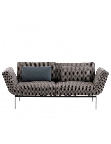 Brühlsofa roro soft with side cushions, multifunctional, metal base frame, brown leather cover, removable