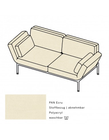Brühlsofa roro soft, Bezug  PAN ecru, abnehmbar, Metallgestell verchromt glänzend