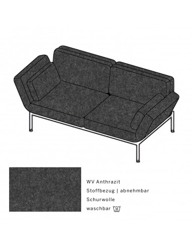 Brühlsofa roro soft, Bezug WV antharzit, abnehmbar, Metallgestell verchromt glänzend