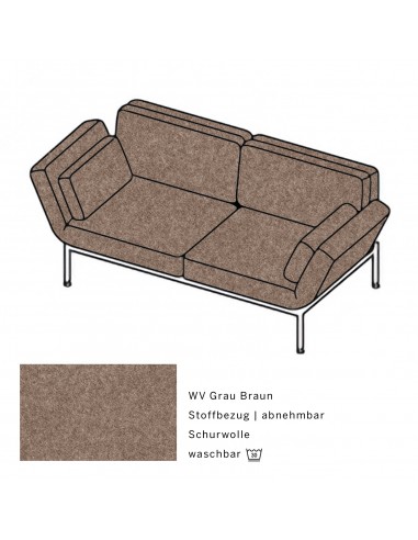 Brühlsofa roro soft, Bezug WV grau braun, abnehmbar, Metallgestell verchromt glänzend