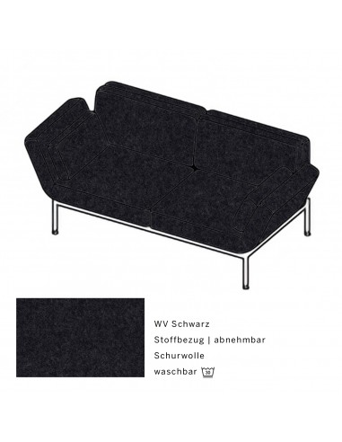 Brühlsofa roro soft, Bezug WV schwarz, abnehmbar, Metallgestell verchromt glänzend