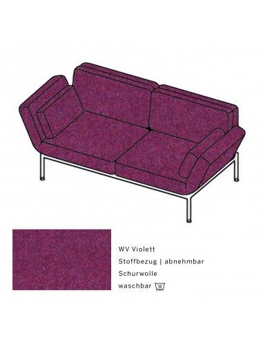 Brühlsofa roro soft, Bezug WV violett, abnehmbar, Metallgestell verchromt glänzend