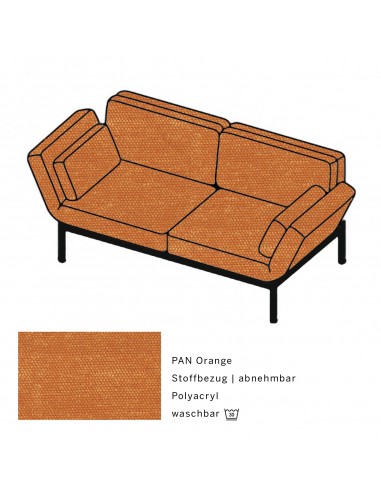 Brühlsofa roro soft, multifunktional, Bezug PAN orange, abnehmbar, Metallgestell schwarz pulverbeschichtet