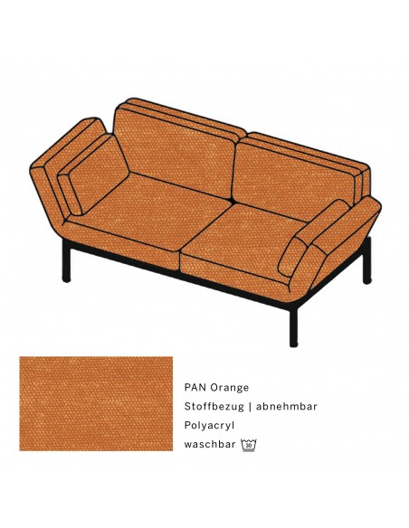 Brühlsofa roro soft, multifunktional, Bezug PAN orange, abnehmbar, Metallgestell schwarz pulverbeschichtet