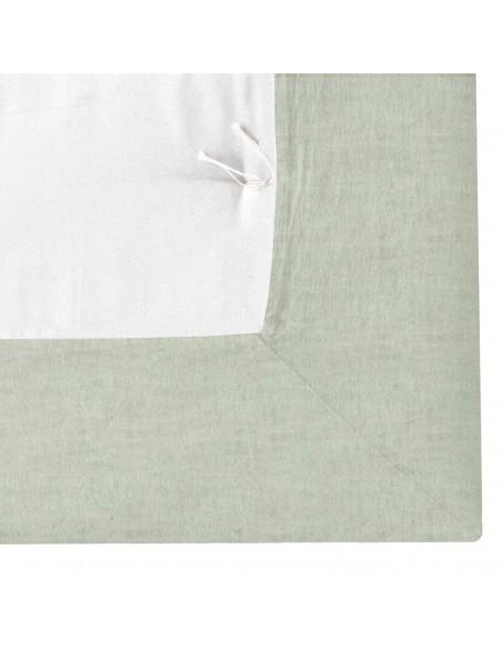 Fitted sheet fabric organic linen col. green/raw