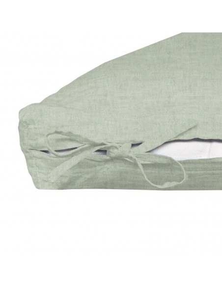 Futon slipcover fabric organic linen Linus col. green Futon slipcover fabric organic linen Linus col. green