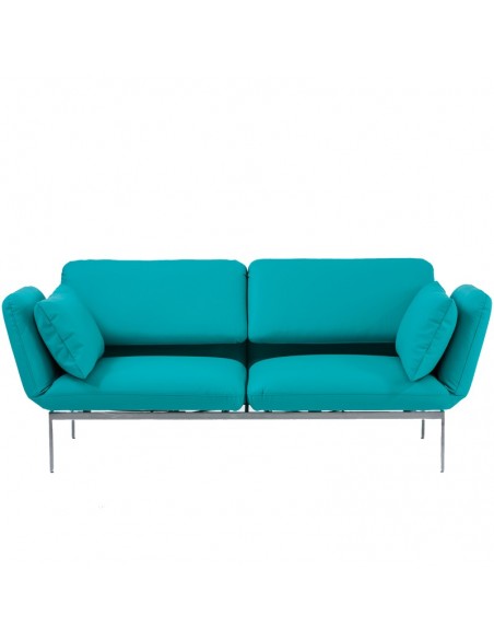 Roro Brühlsofa mit Seitenkissen, Metallgestell, Bezug türkis, abnehmbar