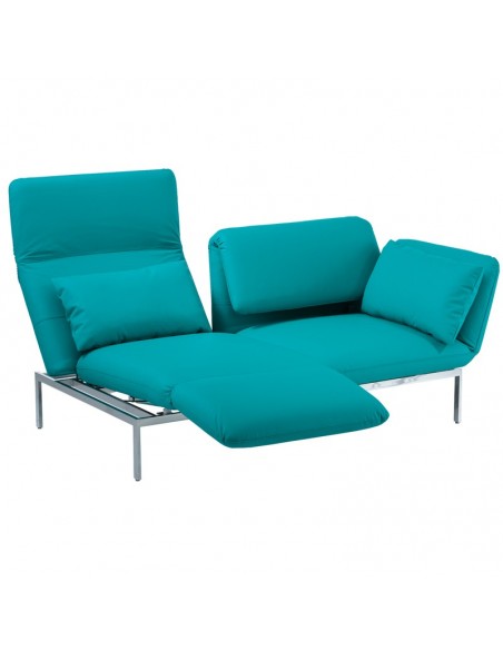Roro Brühlsofa mit Seitenkissen, Metallgestell, Bezug türkis, abnehmbar