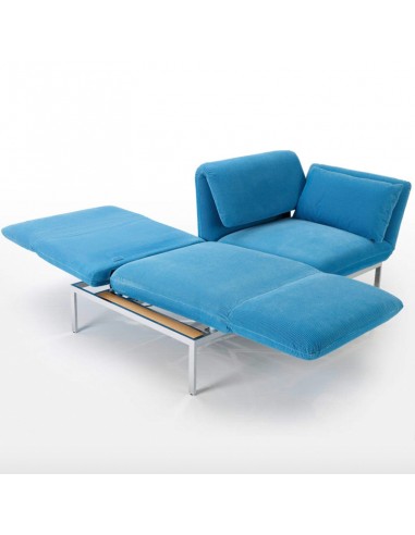 Roro Brühlsofa mit Seitenkissen, das Original, Metallgestell, blauer Bezug, abnehmbar