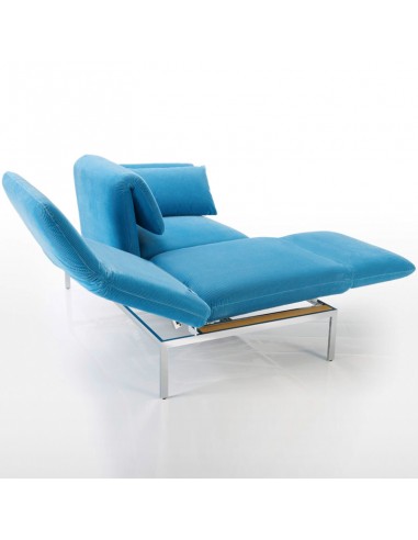 Roro Brühlsofa, das Original, Metallgestell, blauer Bezug, abnehmbar, Versoin Sitz- und Liegestuhl