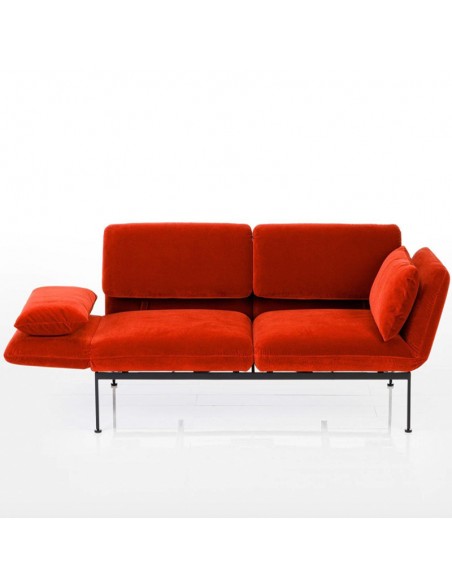 Roro Brühlsofa mit Seitenkissen, das Original, Metallfuss, roter Bezug, abnehmbar