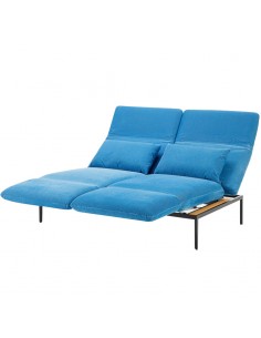 Brühl Sofa Roro Medium mit Seitenkissen, multifunktional, Untergestell aus Chrom, blauer Bezug, abnehmbar 2