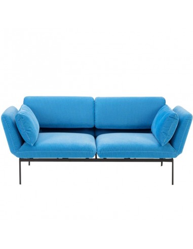 Roro Brühlsofa mit Seitenkissen, multifunktional, Untergestell aus Chrom, blauer Bezug, abnehmbar