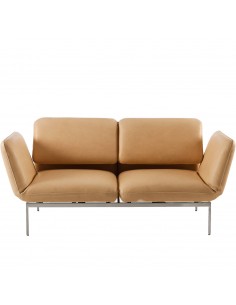 Brühlsofa roro small, multifunktional, Untergestell Metall, Bezug Leder hellbraun, abnehmbar