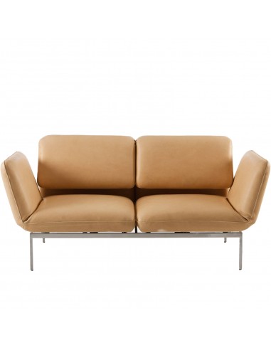 Brühlsofa roro small, multifunktional, Untergestell Metall, Bezug Leder hellbraun, abnehmbar