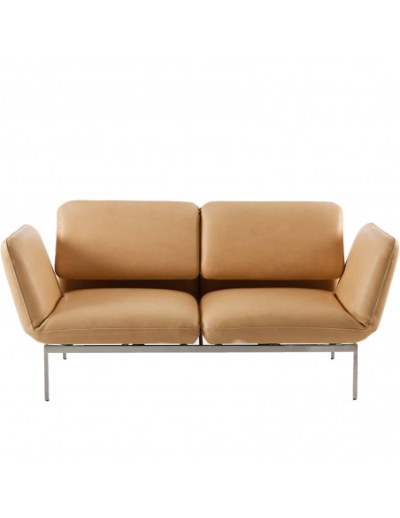Brühlsofa roro small, multifunktional, Untergestell Metall, Bezug Leder hellbraun, abnehmbar