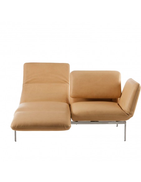 Brühlsofa roro small, multifunktional, Untergestell Metall, Bezug Leder hellbraun, abnehmbar