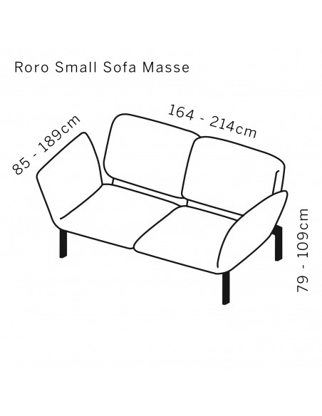 Brühlsofa roro small Skizze mit Massangaben