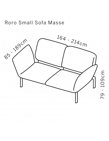 Brühlsofa roro small Skizze mit Massangaben