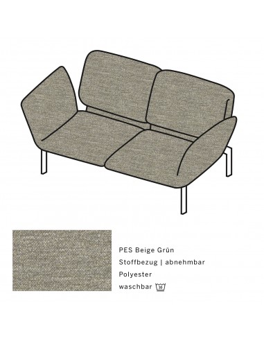 Brühlsofa roro small, multifunktional, Metallgestell verchromt glänzend, Bezug PES PES beige grün, abnehmbar