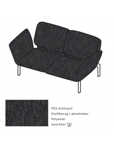 Brühlsofa roro small, multifunktional, Metallgestell verchromt glänzend, Stoffbezug PES anthrazit, abnehmbar