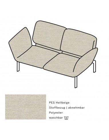 Brühlsofa roro small, multifunktional, Metallgestell verchromt glänzend, Bezug  PES hellbeige, abnehmbar