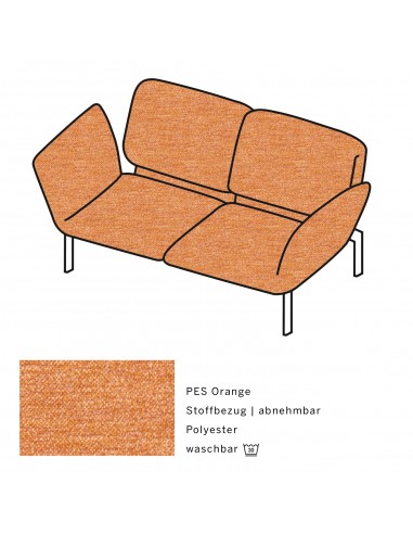 Brühlsofa roro small, multifunktional, Metallgestell verchromt glänzend, Bezug  PES orange, abnehmbar