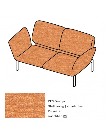 Brühlsofa roro small, multifunktional, Metallgestell verchromt glänzend, Bezug  PES orange, abnehmbar