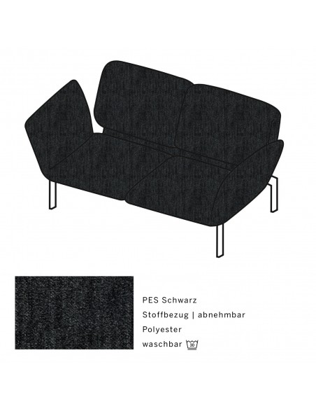 Brühlsofa roro small, multifunktional, Metallgestell verchromt glänzend, Bezug PES schwarz, abnehmbar