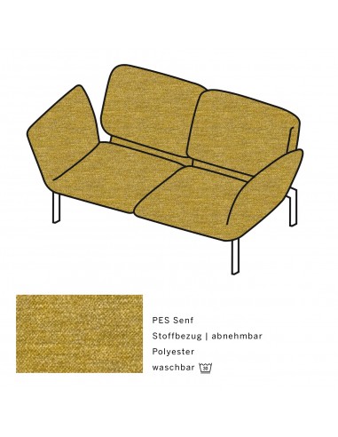 Brühlsofa roro small, multifunktional, Metallgestell verchromt glänzend, Bezug PES senf, abnehmbar