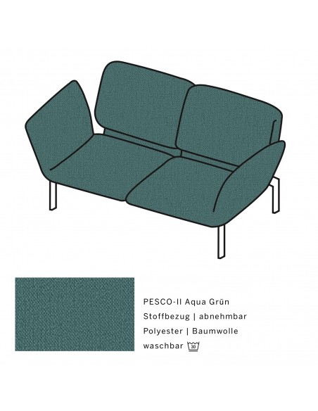 Brühlsofa roro small, multifunktional, Metallgestell verchromt glänzend, Bezug PESCO-II aqua grün, abnehmbar