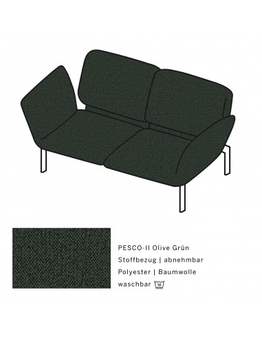 Brühlsofa roro small, multifunktional, Metallgestell verchromt glänzend, Bezug PESCO-II olive grün, abnehmbar